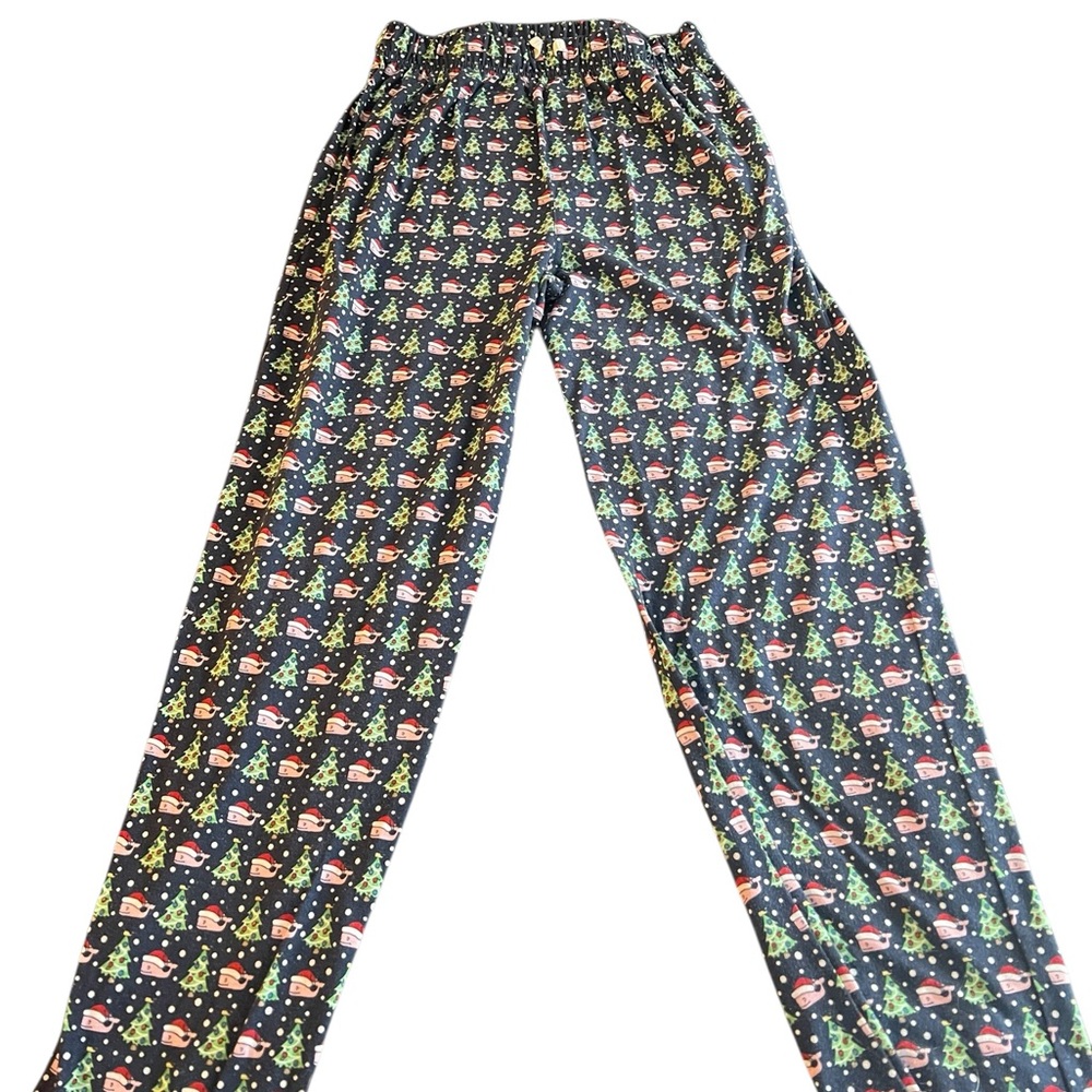 Vineyard Vines Boys Pajama Lounge Pants Whale Santa Hat Christmas Trees L (16)